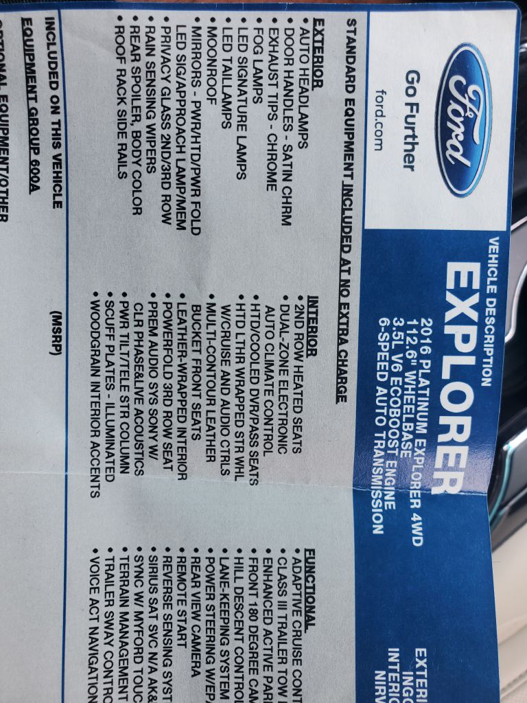 2016 FORD EXPLORER - C0288