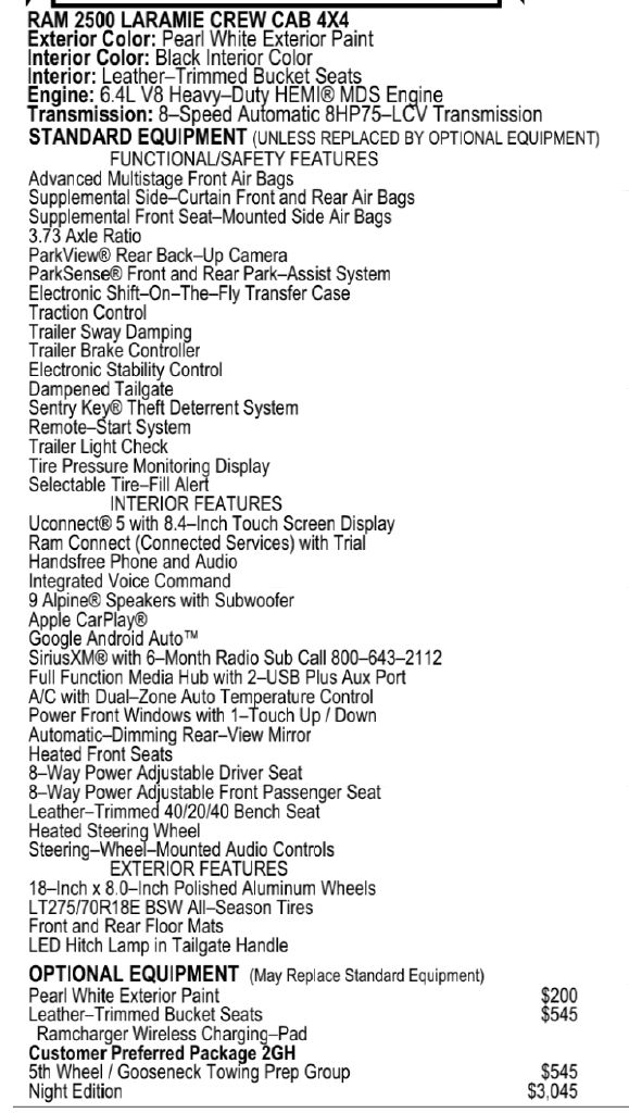 2022 RAM 2500 - CRV2139