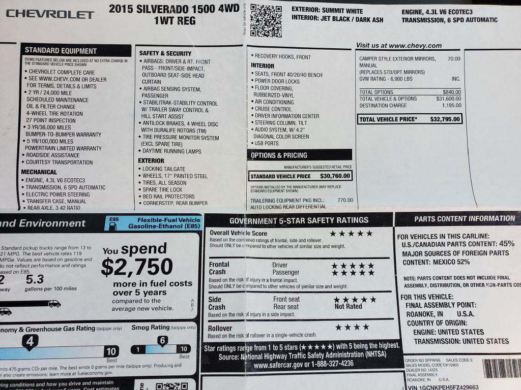 2015 CHEVROLET SILVERADO 1500 - HAS9663