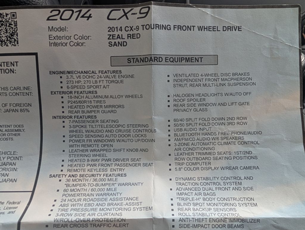 2014 MAZDA CX-9 - SC6382